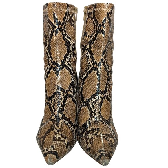 JEFFREY CAMPBELL Siren Snakeskin Pointed Toe Boots 7.5 Reptile Animal Print Tan - Picture 4 of 8